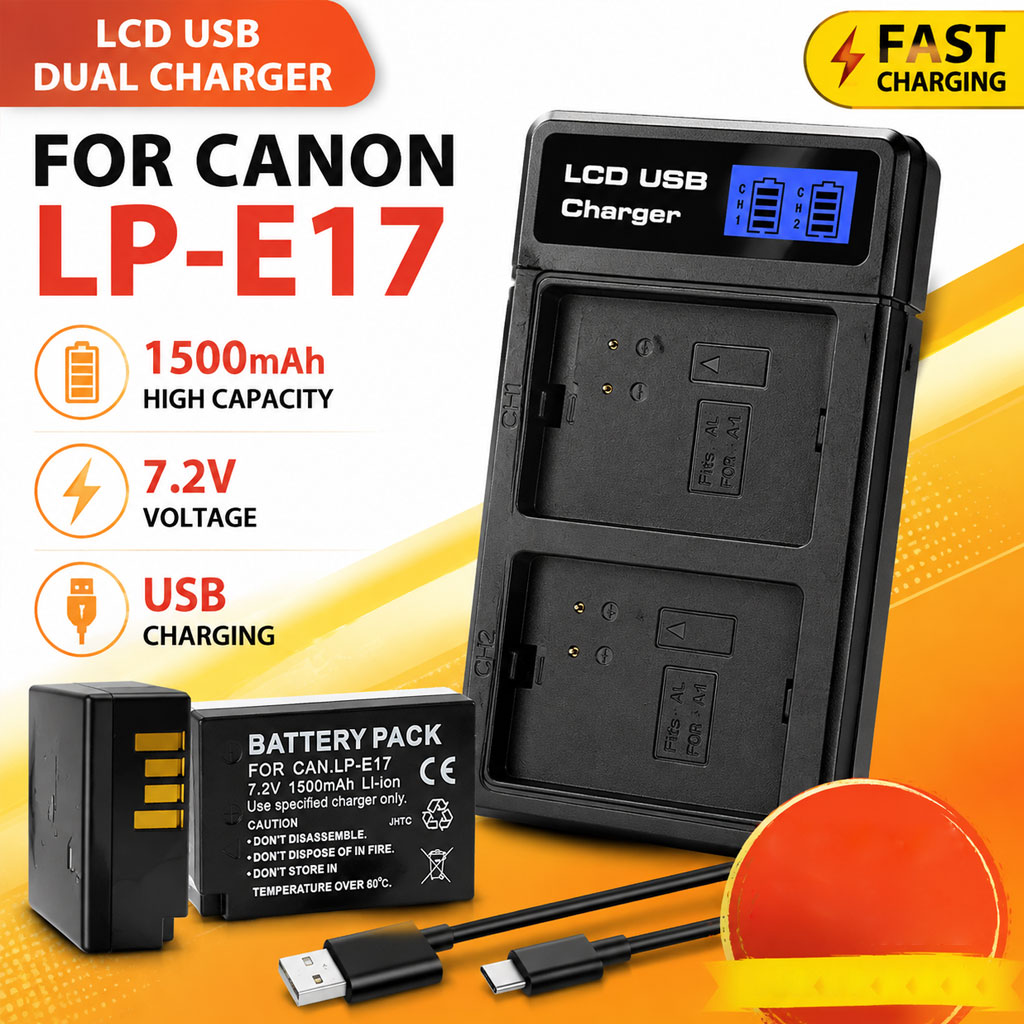 Nikon Camera D3500 - Dual Charger Set for LP-E17 Battery
